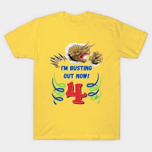 4th Birthday Dinosaur Busting Out T-Shirt